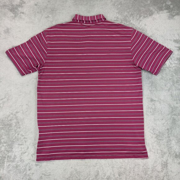 Peter Millar Summer Comfort Golf Performance Mens Pink Striped Polo Shirt Large - Picture 4 of 7